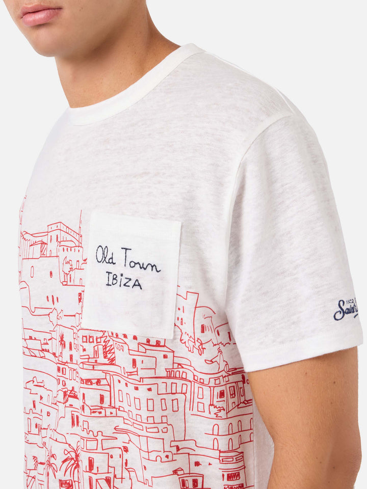 Ecstasea linen jersey t-shirt with Ibiza print