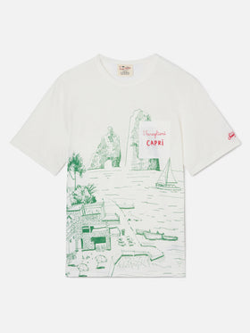 Ecstasea linen jersey t-shirt with Capri print