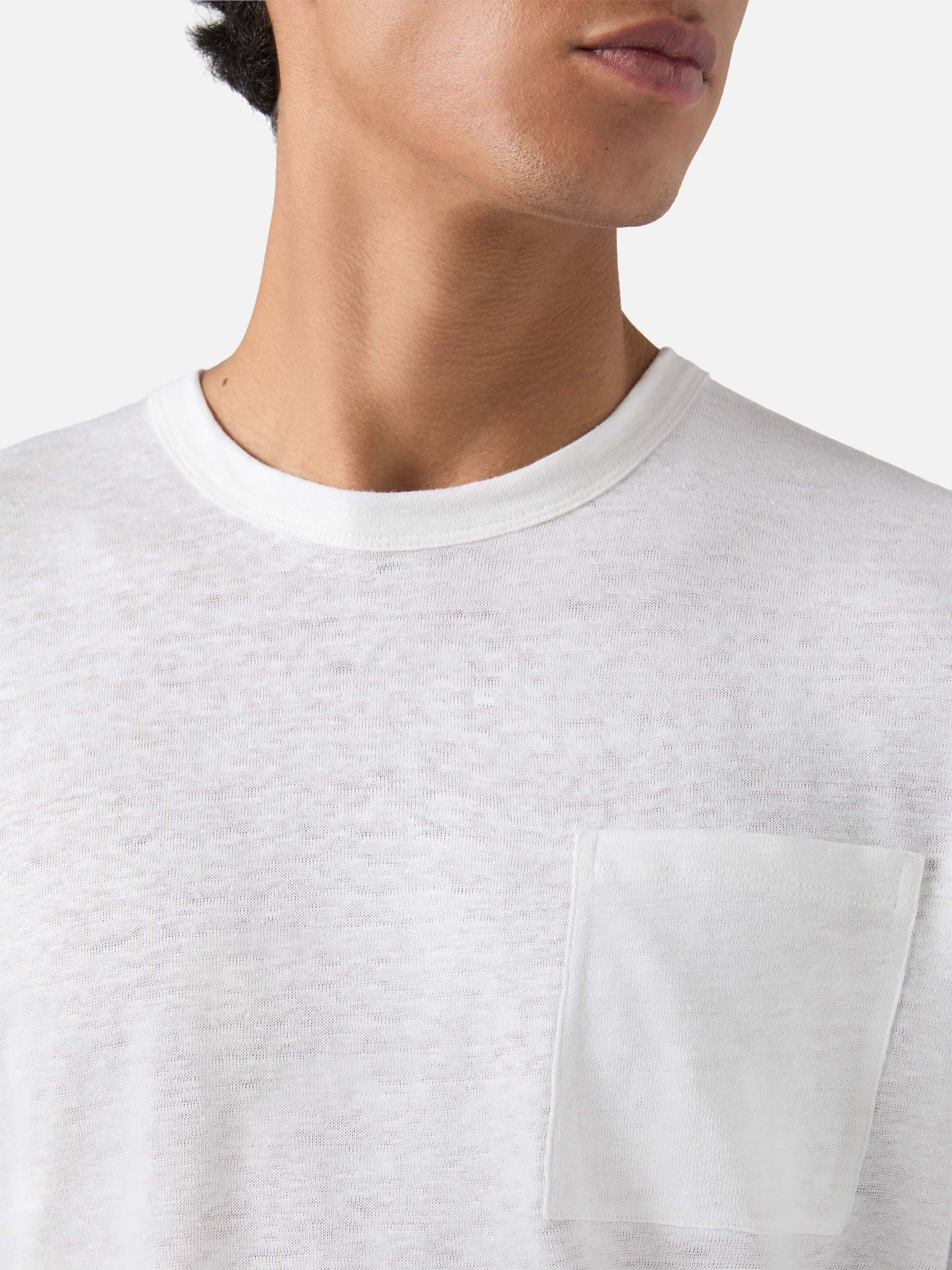 Man white linen jersey t-shirt Ecstasea with pocket