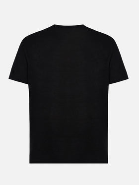 Schwarzes Leinenjersey-T-Shirt Ecstasea