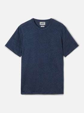 Blue Ecstasea T-Shirt aus reinem Leinen mit Logostickerei 