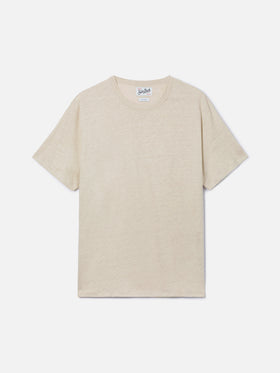 Cream Ecstasea pure linen t-shirt with logo embroidery
