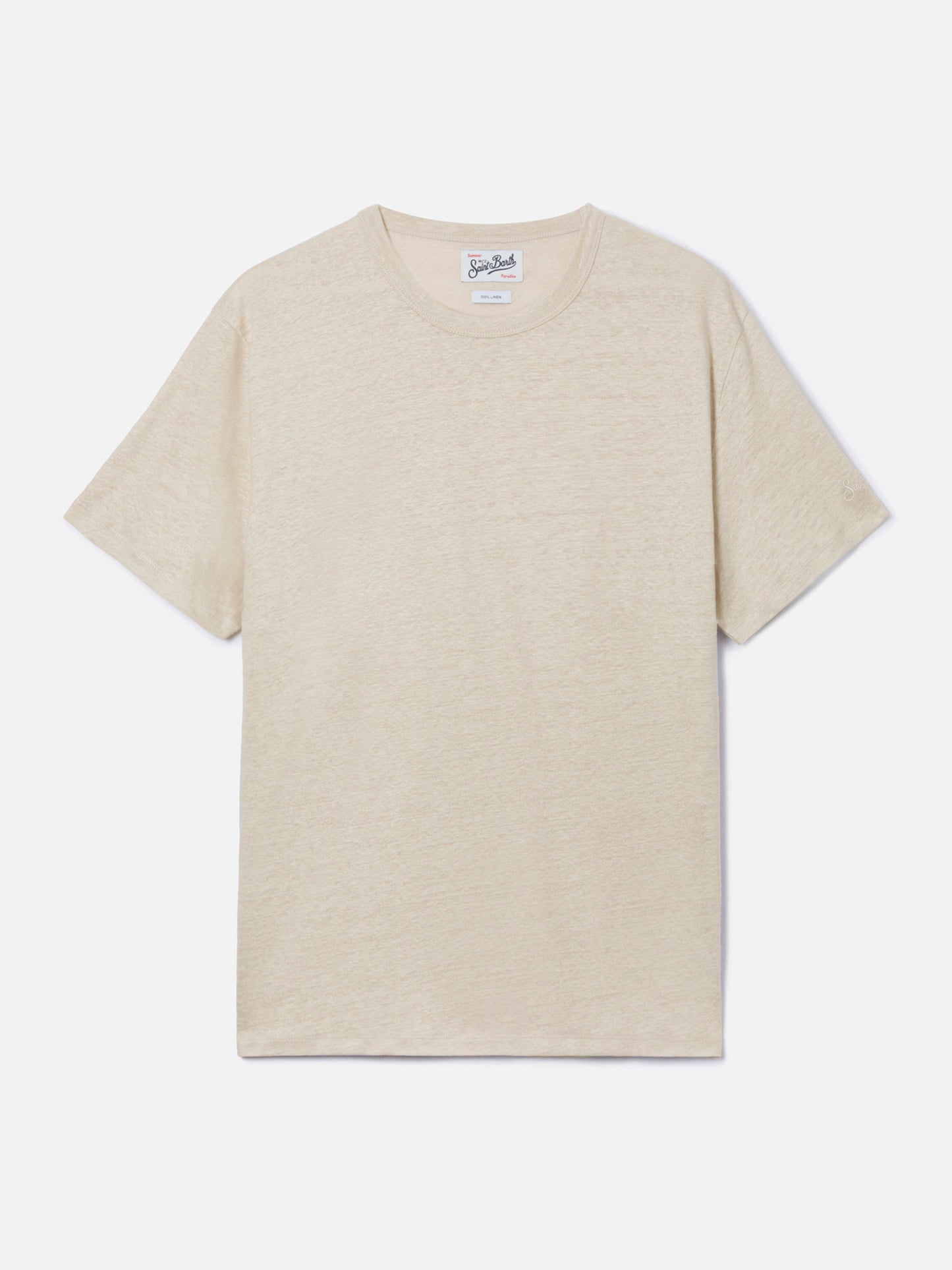 T-shirt Ecstasea couleur crème en pur lin avec broderie logo 