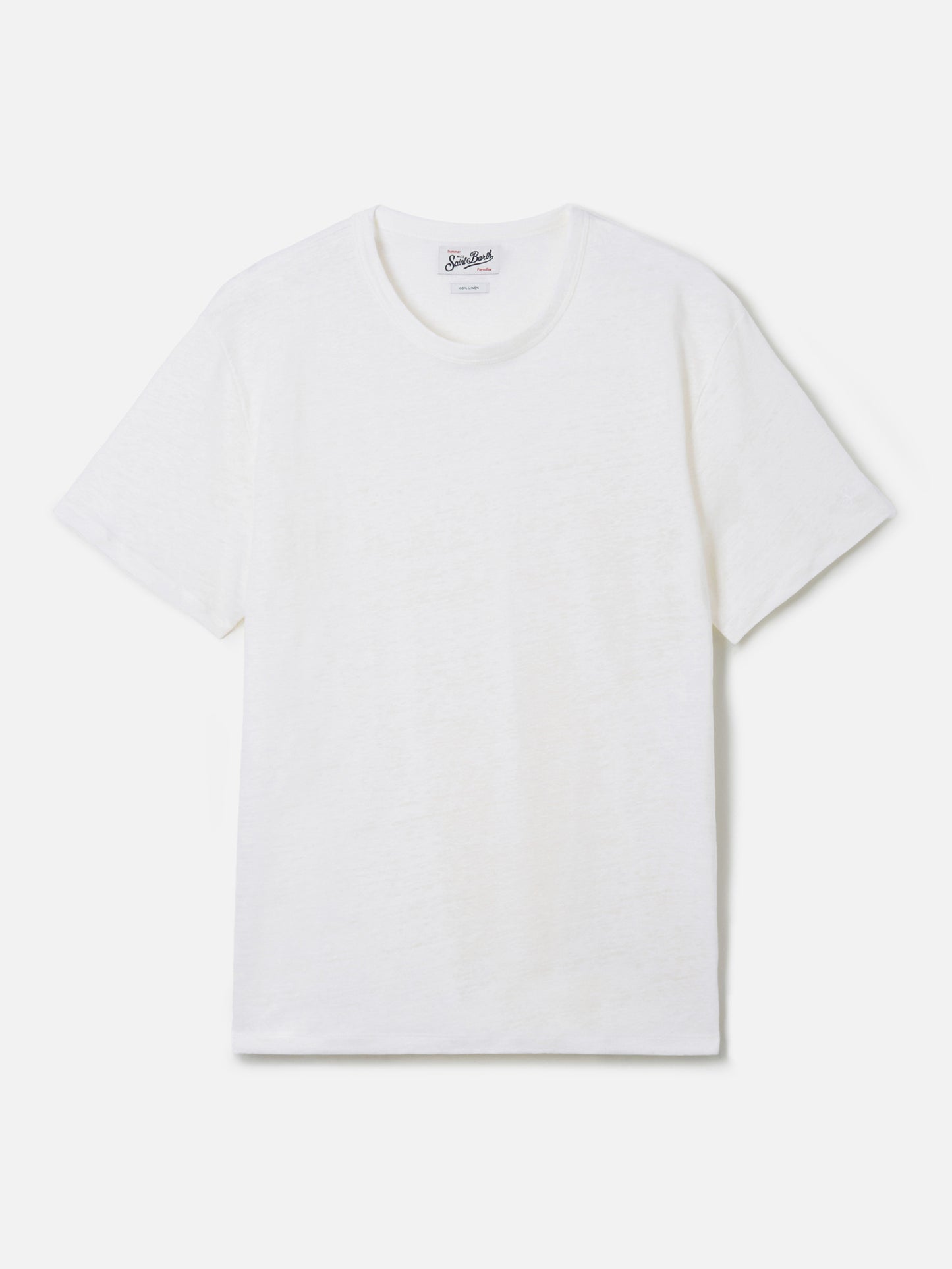 Camiseta White Ecstasea de lino puro con bordado del logo 
