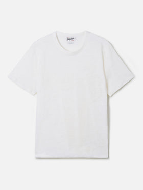 Camiseta White Ecstasea de lino puro con bordado del logo 