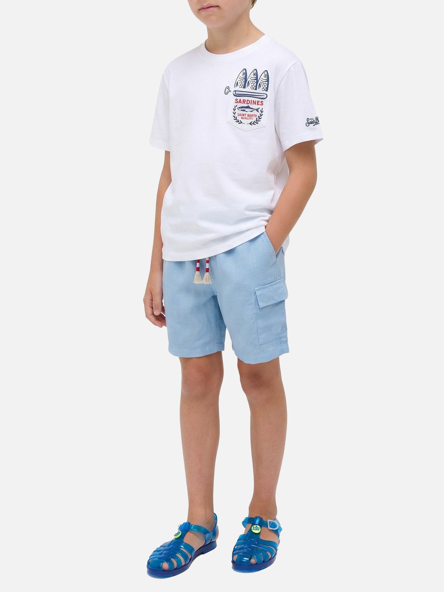 Camiseta Eddy con bolsillo en el pecho e ilustración de Sardines 