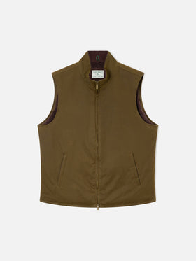 Green Edgar waxed vest with teddy lining