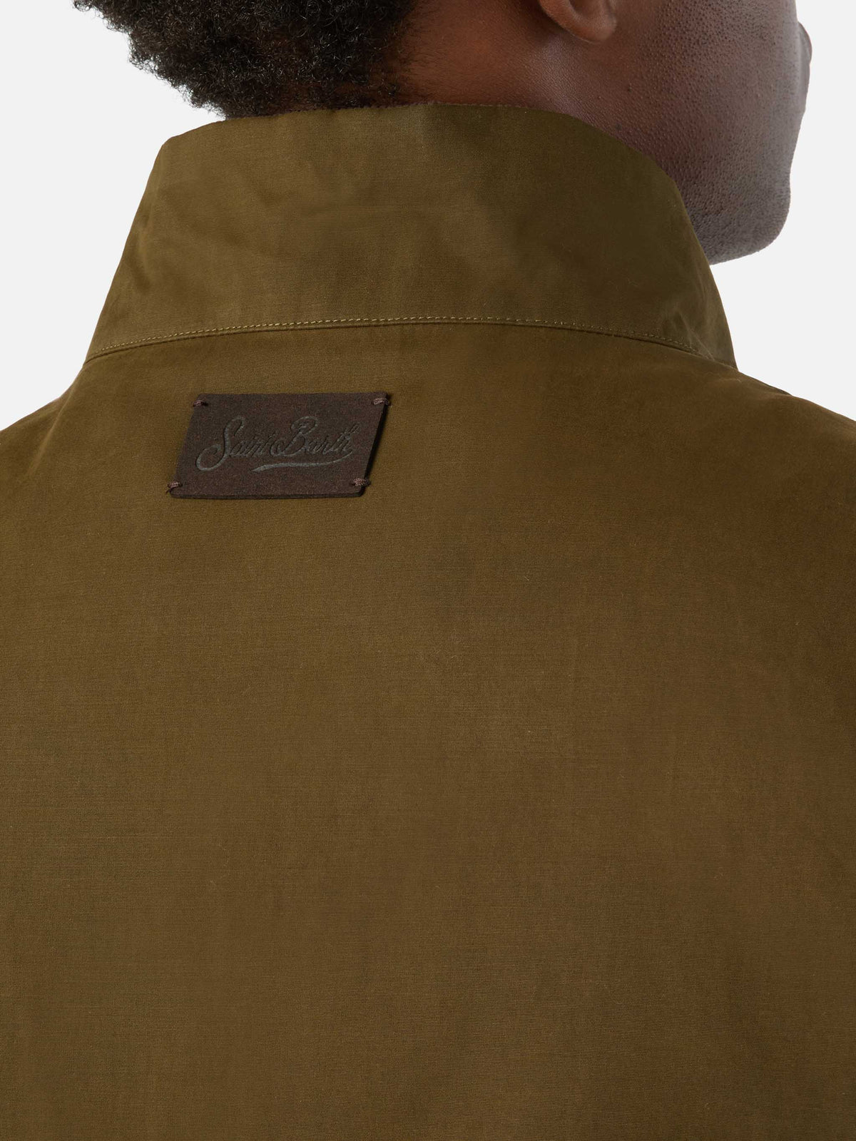 Green Edgar waxed vest with teddy lining