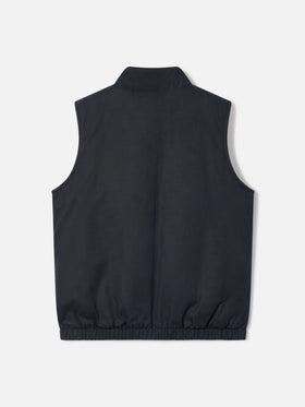 Navy blue Edgar waxed vest with corduroy collar