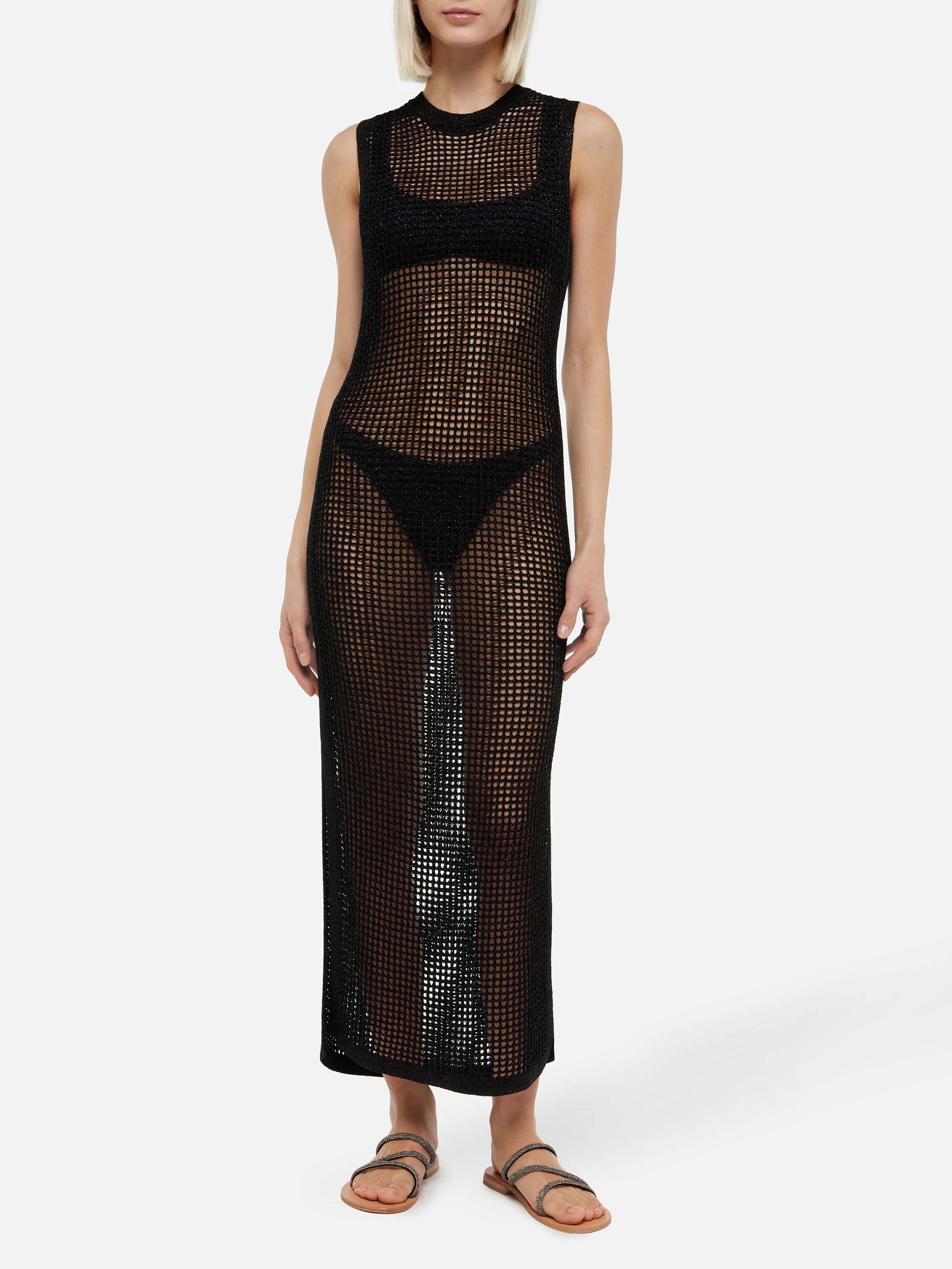Eileen long lurex black mesh crochet dress MC2 Saint Barth Eileen long lurex black mesh crochet dress MC2 Saint Barth
