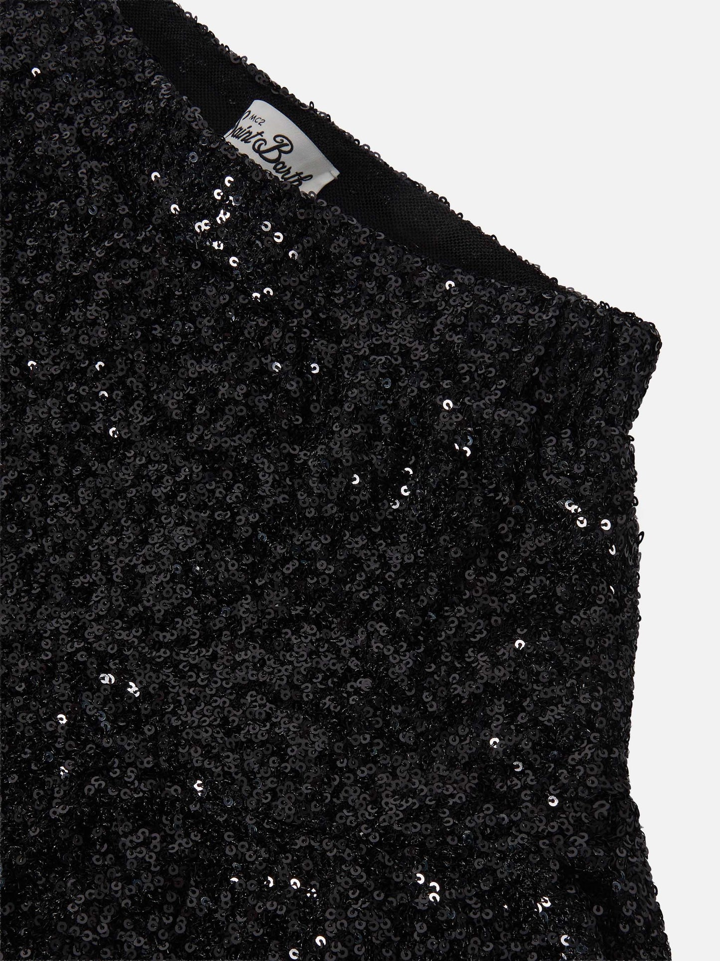 Minigonna Eivissa Jr in paillettes con balze nera