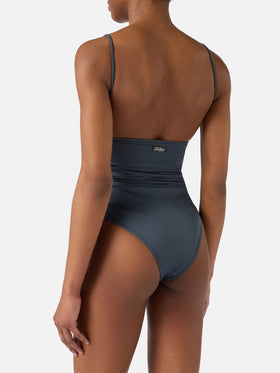 Eliya one-piece swimsuit glossy finish with rhinestone details