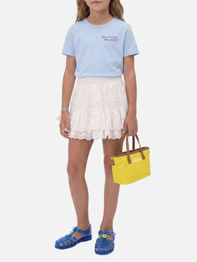 T-shirt Elly en coton bleu clair avec broderie Viziata da papà 