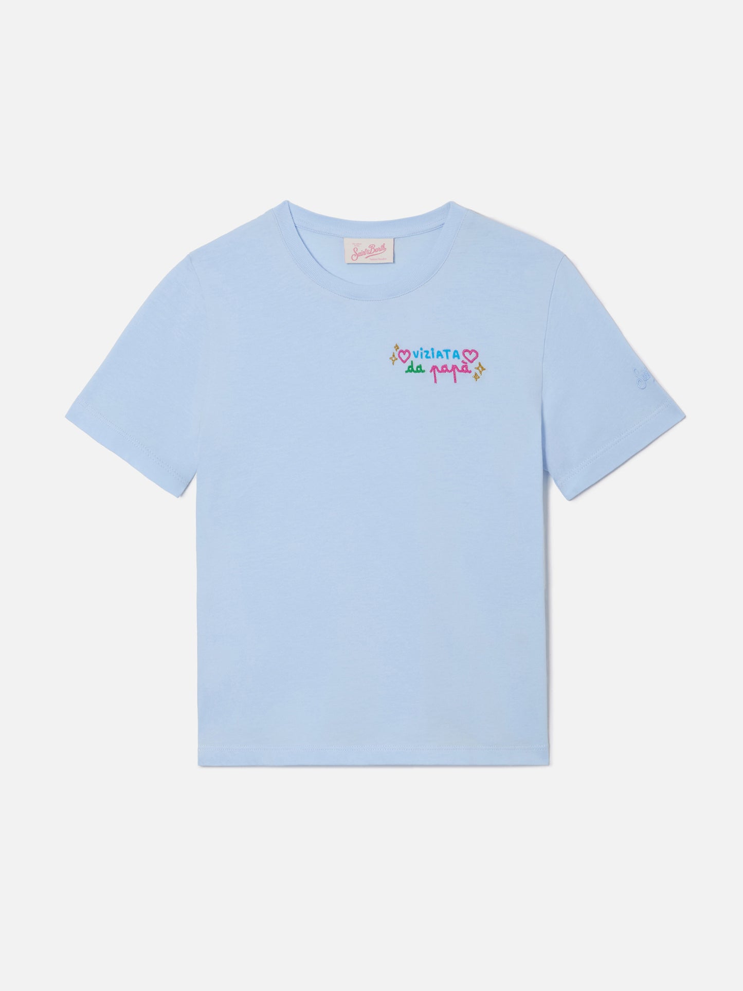 T-shirt Elly en coton bleu clair avec broderie Viziata da papà 