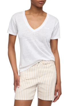 Linen jersey white V-neck t-shirt Eloise - MC2 Saint Barth