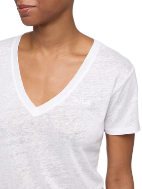 Linen jersey white V-neck t-shirt Eloise - MC2 Saint Barth