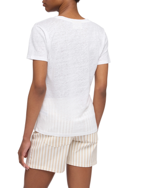 Linen jersey white V-neck t-shirt Eloise - MC2 Saint Barth