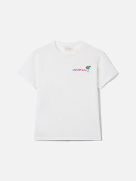T-shirt Emilie blanc avec broderie Gin-namorata 