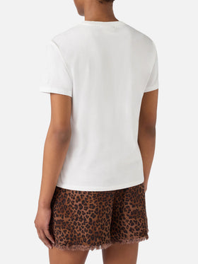 T-shirt Emilie blanc avec broderie Gin-namorata 