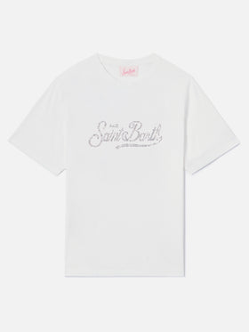 T-shirt Emilie blanc avec logo en strass 