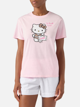 Camiseta Emilie rosa con estampado Hello Kitty y bordado St. Barth Lover | Edición especial 
