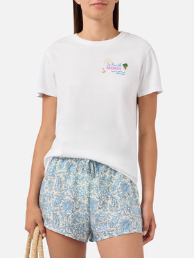 White Emilie T-shirt with St. Barth Paradise charm embroidery