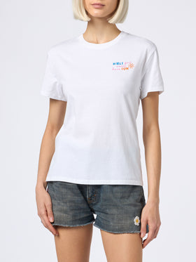 Woman cotton jersey crewneck t-shirt Emilie with Girls just wanna have Sun embroidery - MC2 Saint Barth
