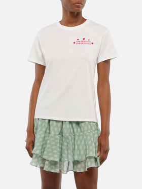 Emilie cotton t-shirt with 50 nervosa 50 deliziosa embroidery