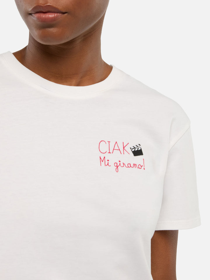 T-shirt Emilie in cotone con ricamo Ciak mi girano