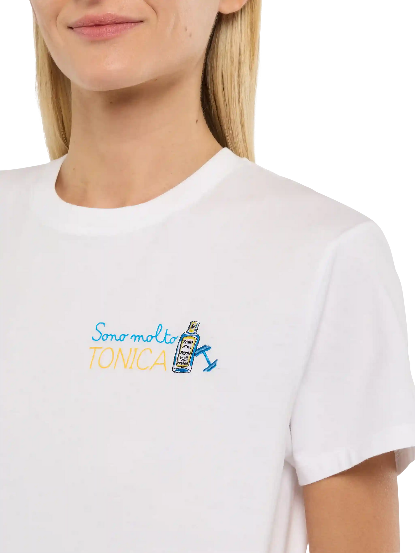 T-shirt Emilie blanche avec broderie Sono molto Tonica 