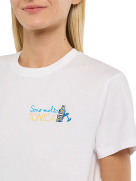T-shirt Emilie blanche avec broderie Sono molto Tonica 