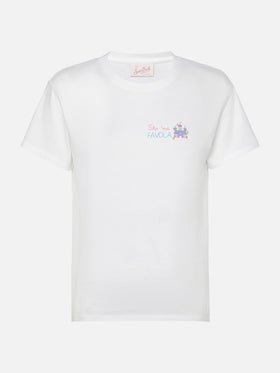 Baumwoll-T-Shirt Emilie mit Sto 'na favola-Stickerei