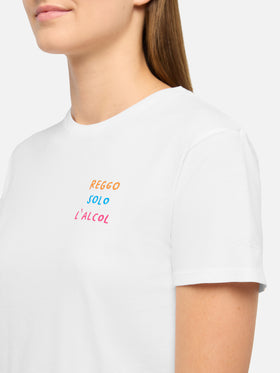 Baumwoll-T-Shirt Emilie mit Reggo Solo Alcool-Stickerei