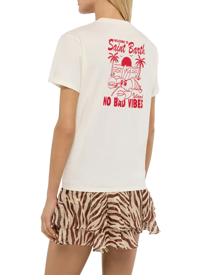 Emilie cotton t-shirt with No Bad Vibes print - MC2 Saint Barth