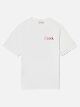 T-shirt Emilie blanche avec broderie Non sarà un'avventura et charm 