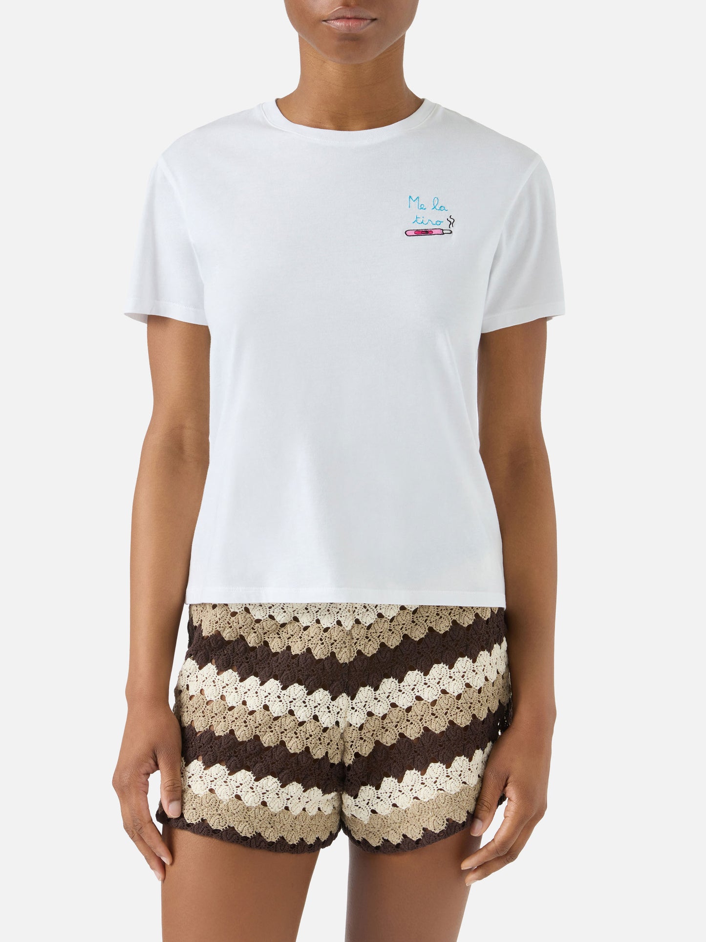 T-shirt Emilie blanc avec broderie Me la tiro 