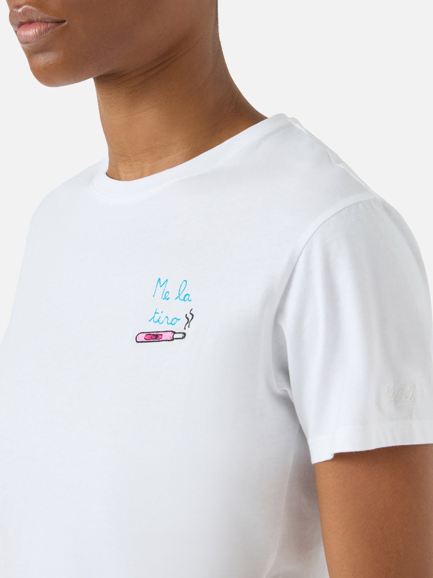 T-shirt Emilie blanc avec broderie Me la tiro 