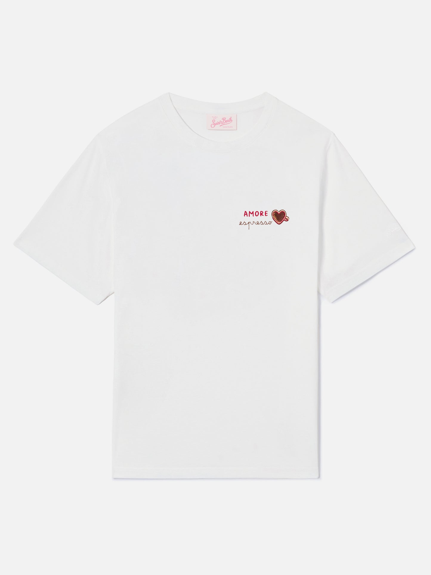 T-shirt Emilie blanc avec broderie Amore Espresso 