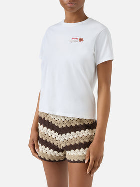 T-shirt Emilie blanc avec broderie Amore Espresso 