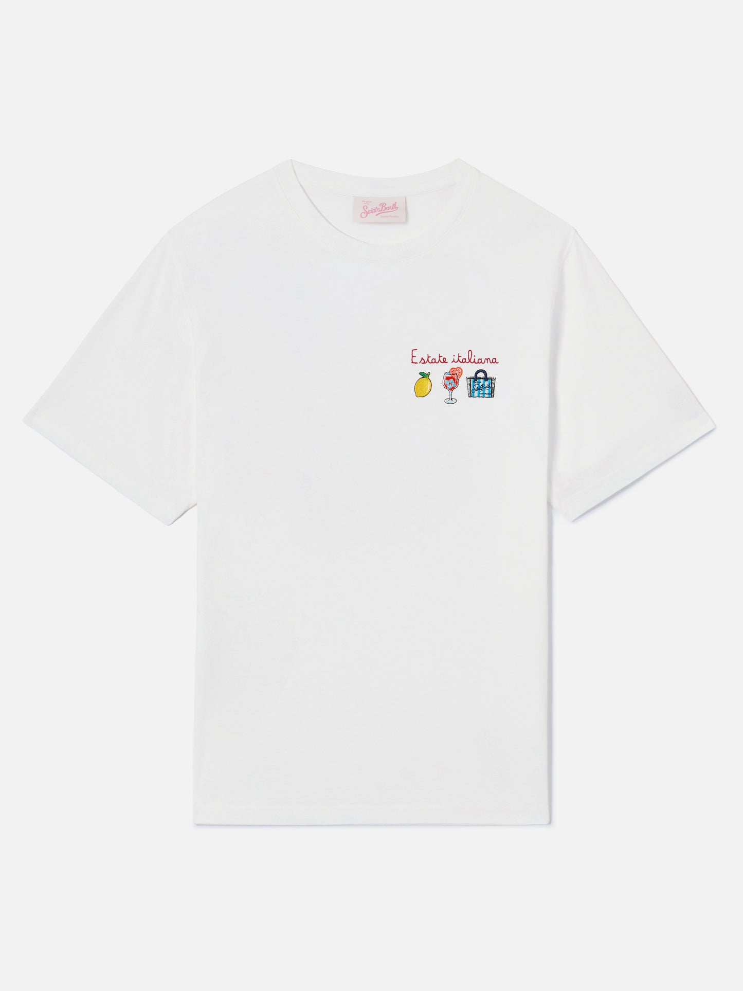 White Emilie T-shirt with Estate Italiana embroidery