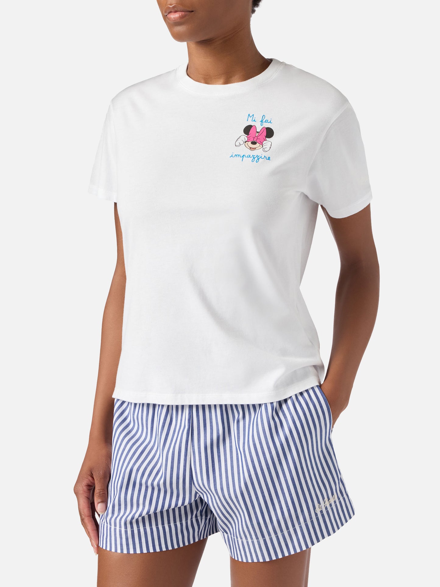 Camiseta Emilie rosa con estampado de Minnie y bordado Mi fai impazzire | Edición especial 