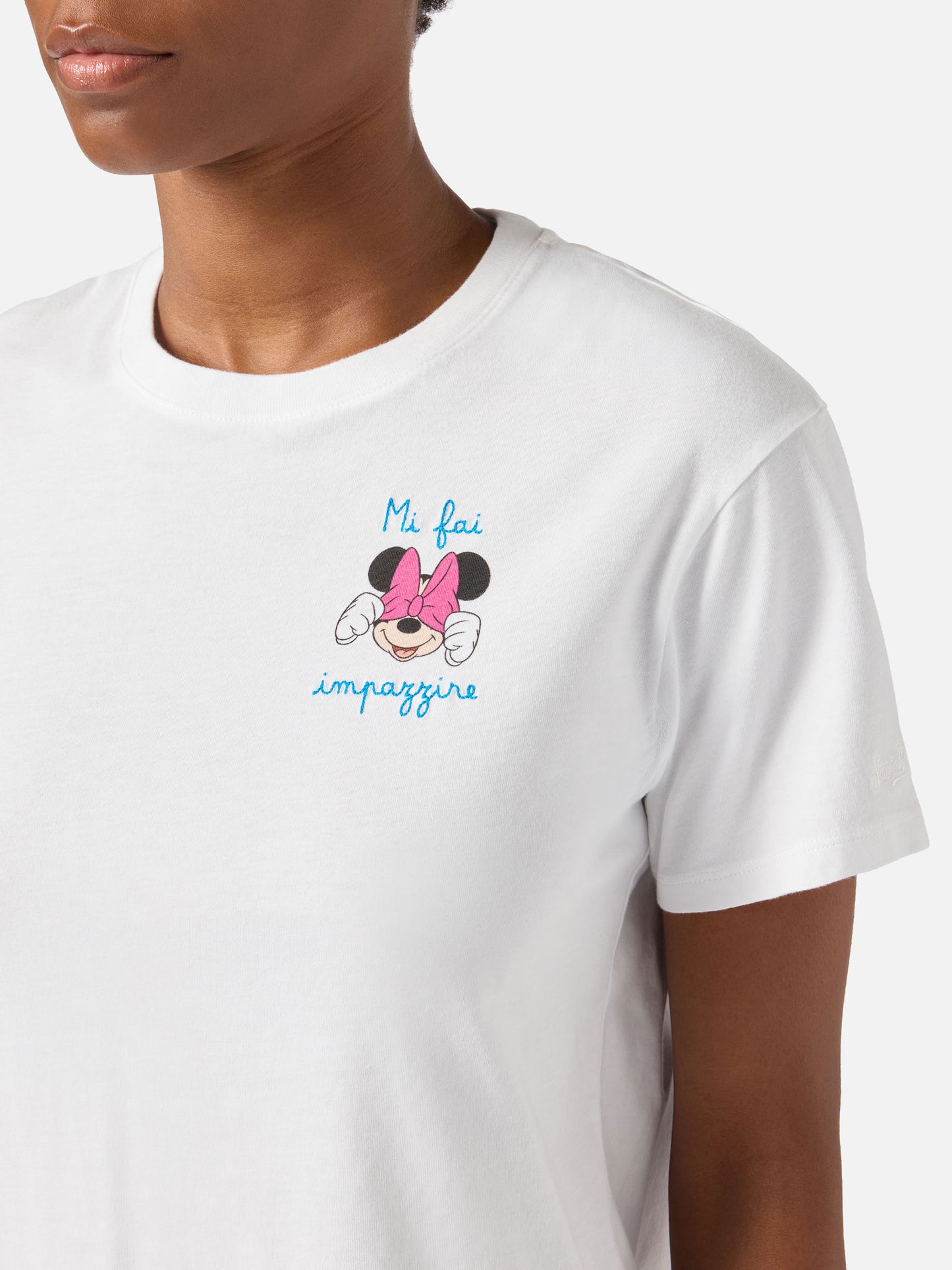 Camiseta Emilie rosa con estampado de Minnie y bordado Mi fai impazzire | Edición especial 