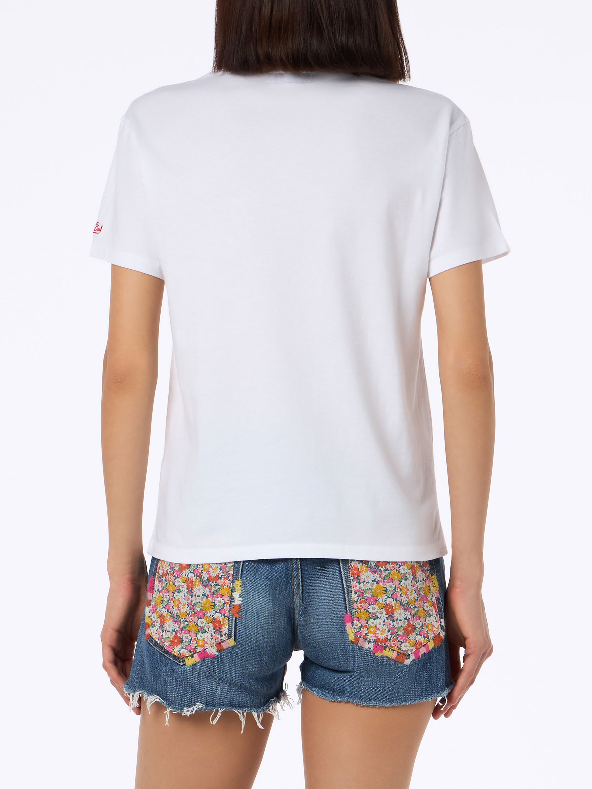 Woman cotton jersey crewneck t-shirt Emilie with Voglia di amare embroidery | @serepocaiontas SPECIAL EDITION - MC2 Saint Barth