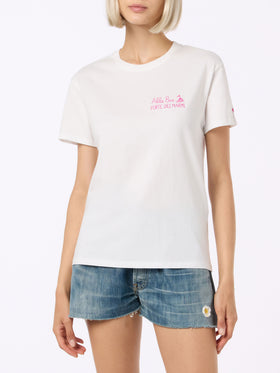 Woman cotton jersey crewneck t-shirt Emilie with Amo Forte print | ALLE BOE SPECIAL EDITION - MC2 Saint Barth