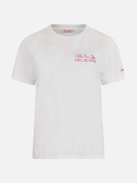 Woman cotton jersey crewneck t-shirt Emilie with Amo Forte print | ALLE BOE SPECIAL EDITION - MC2 Saint Barth