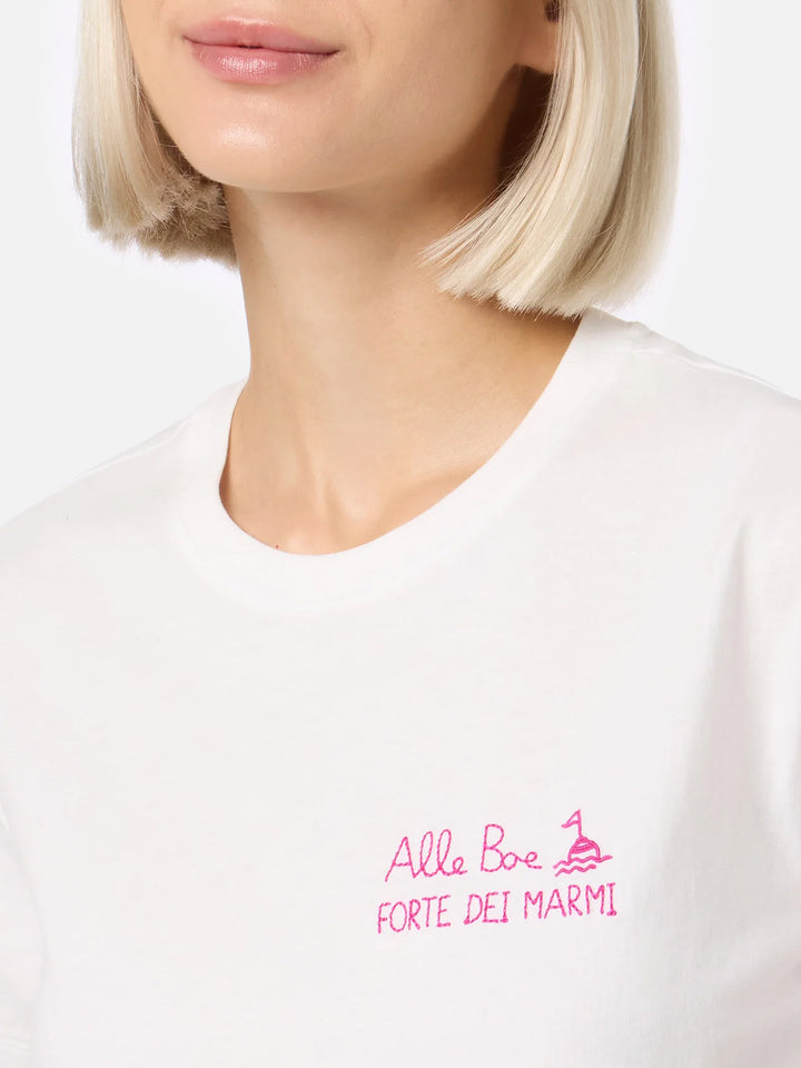 Woman cotton jersey crewneck t-shirt Emilie with Amo Forte print | ALLE BOE SPECIAL EDITION
