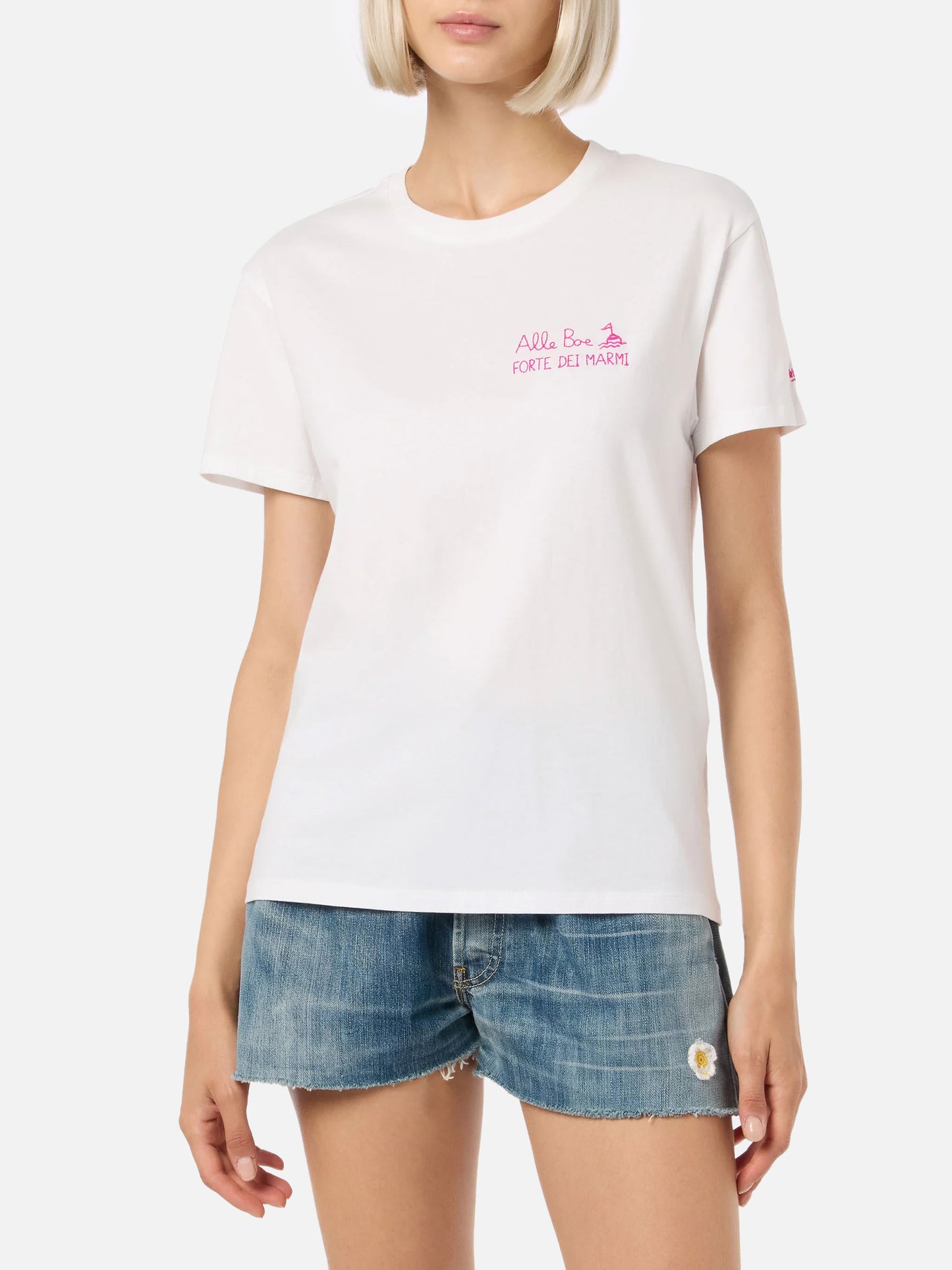 T-shirt girocollo in jersey di cotone da donna Emilie con stampa Ti Amo Forte | ALLE BOE SPECIAL EDITION