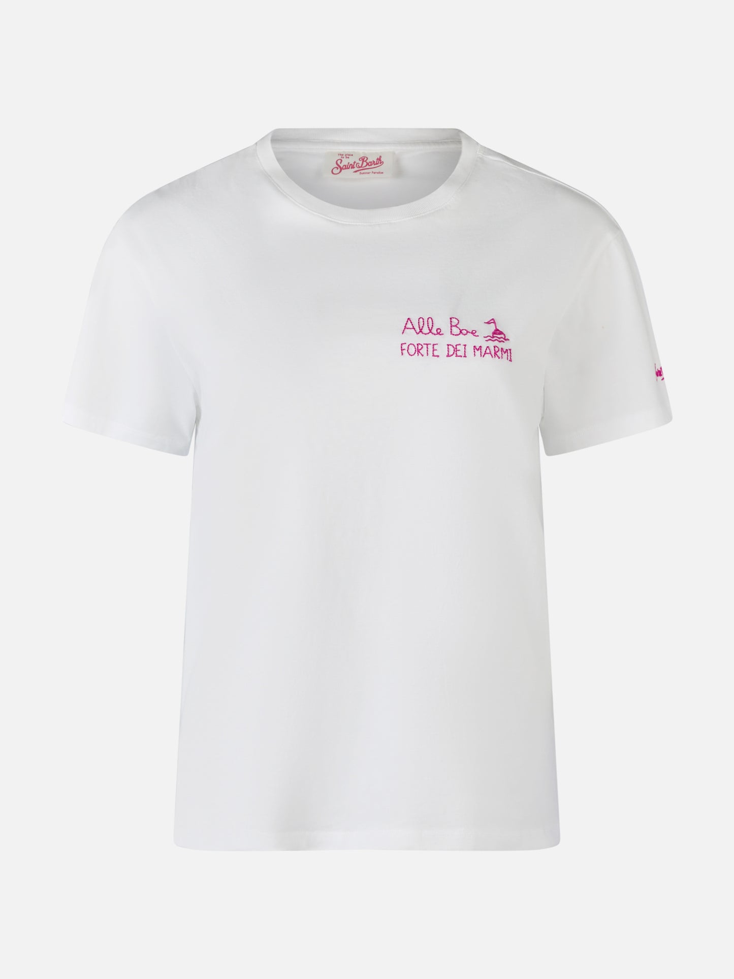 Woman cotton jersey crewneck t-shirt Emilie with Baciami alle Boe print | ALLE BOE SPECIAL EDITION - MC2 Saint Barth