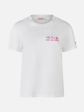Woman cotton jersey crewneck t-shirt Emilie with Baciami alle Boe print | ALLE BOE SPECIAL EDITION - MC2 Saint Barth