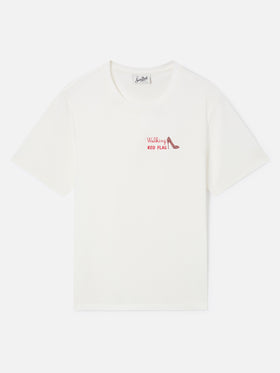 Off white Emilie T-Shirt mit Walking Red Flag-Stickerei 
